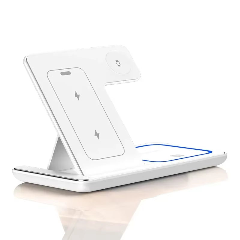 30W LED Fast Wireless Charger Stand 3 in 1 Foldable Charging Station for Iphone 16 15 14 13 12 Apple Watch 9 8 7 6 5 Airpods Pro